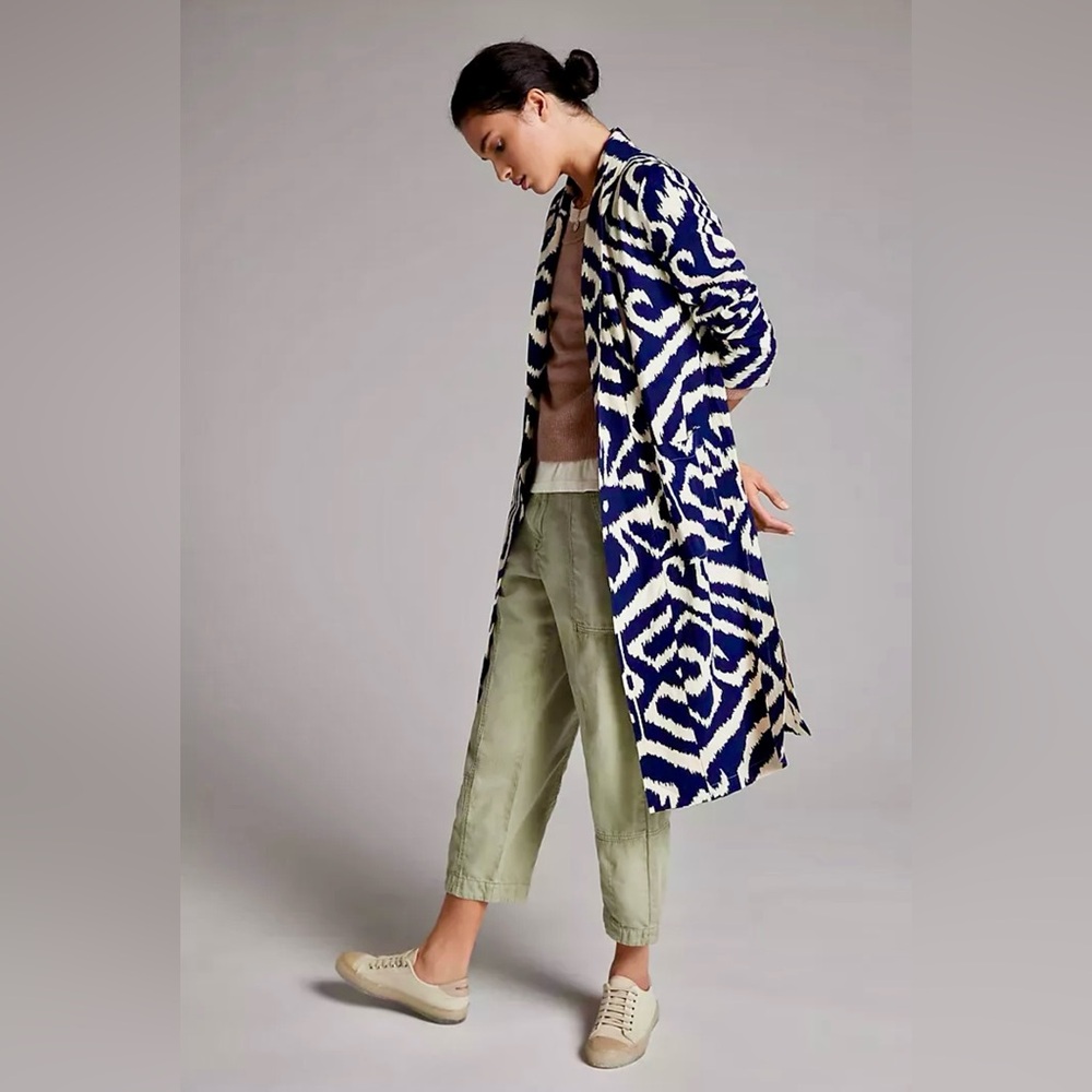 Anthropologie Robbie Duster Jacket Navy Blue Size XL